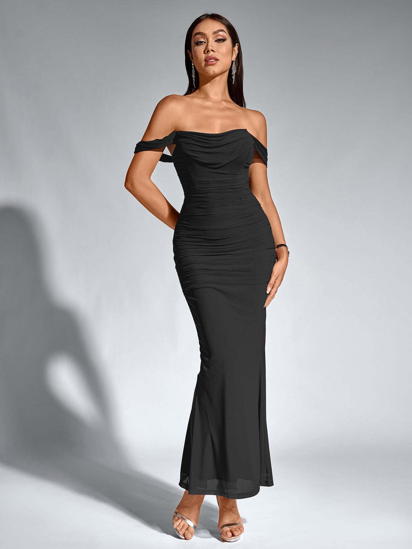 Off-Shoulder Bodycon Dress with Back Zip