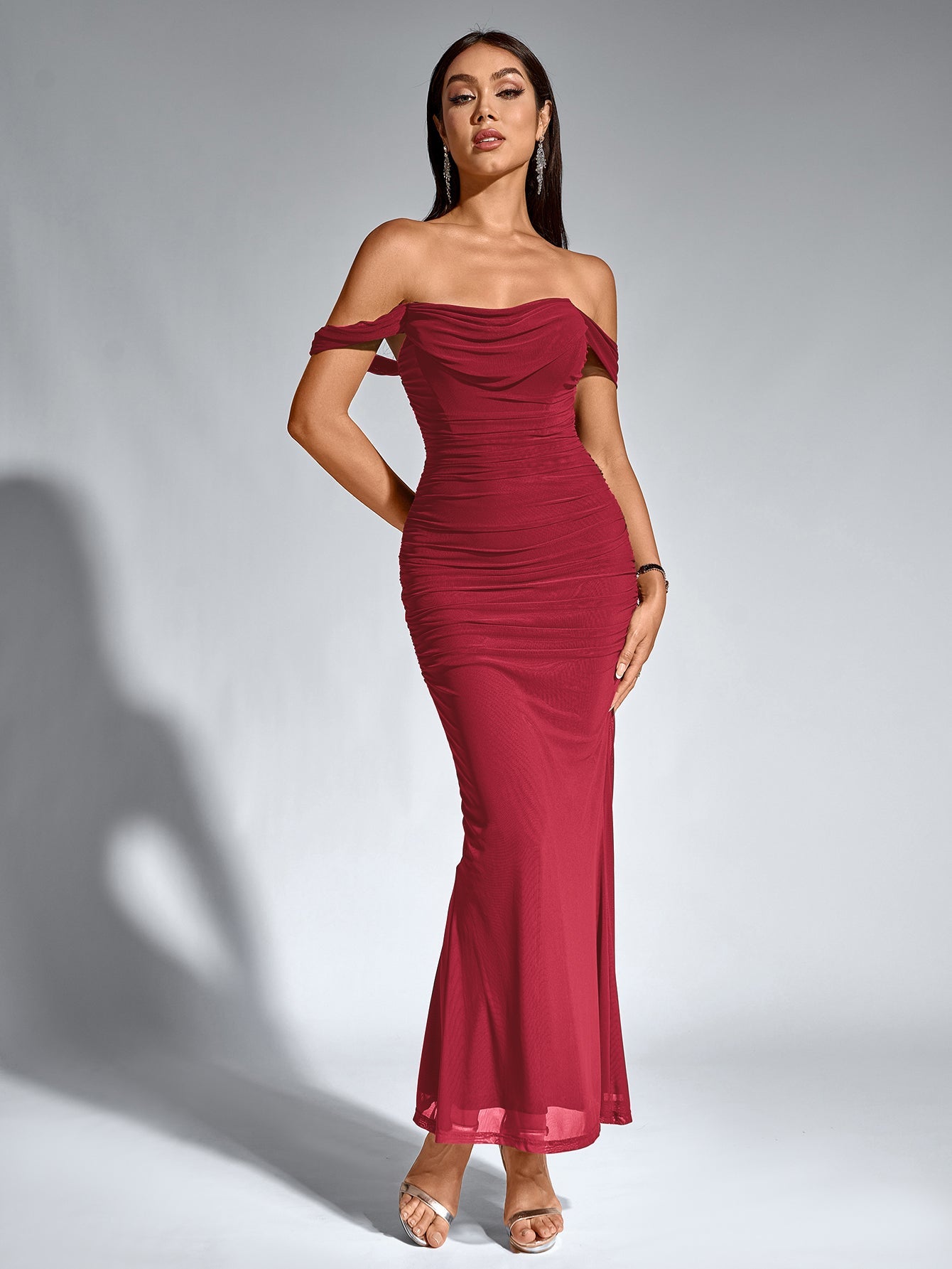 Off-Shoulder Bodycon Dress with Back Zip
