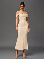 Off-Shoulder Bodycon Dress with Back Zip
