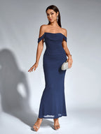 Off-Shoulder Bodycon Dress with Back Zip