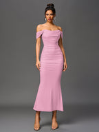 Off-Shoulder Bodycon Dress with Back Zip