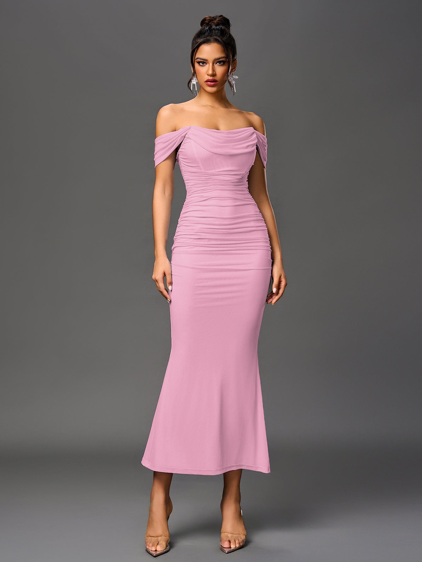 Off-Shoulder Bodycon Dress with Back Zip