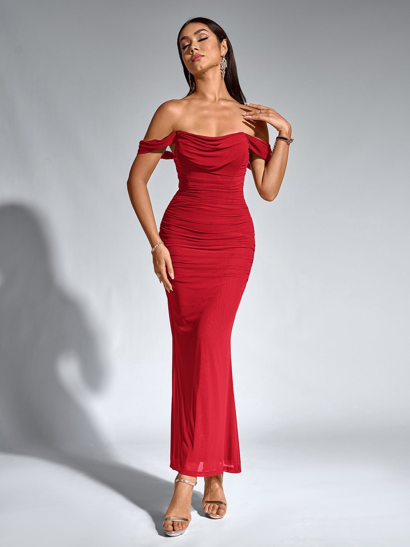 Off-Shoulder Bodycon Dress with Back Zip