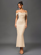 Off-Shoulder Bodycon Dress with Back Zip