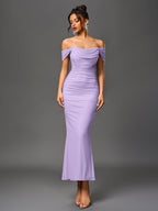 Off-Shoulder Bodycon Dress with Back Zip