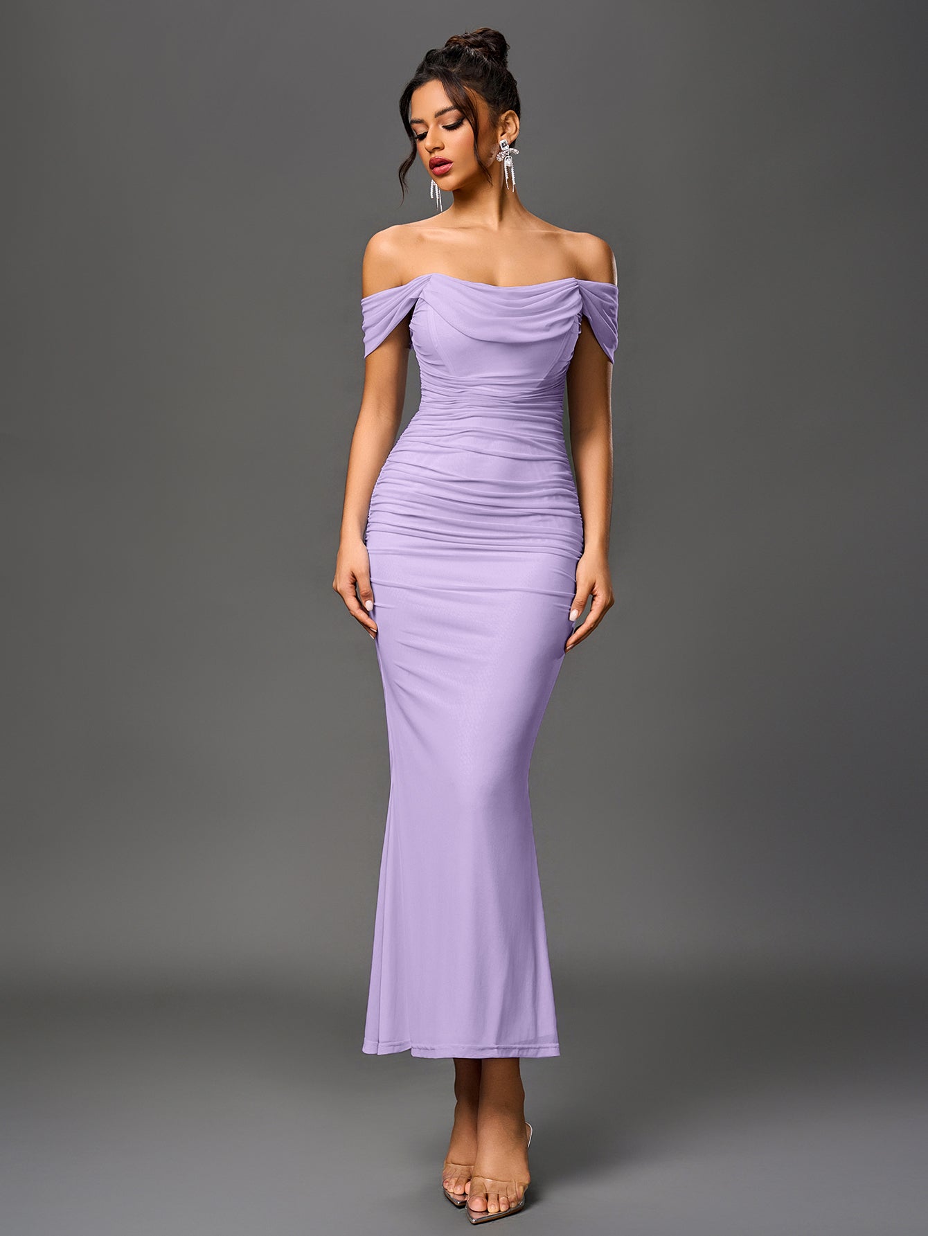 Off-Shoulder Bodycon Dress with Back Zip