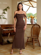 Off-Shoulder Bodycon Dress with Back Zip