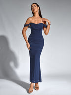 Off-Shoulder Bodycon Dress with Back Zip