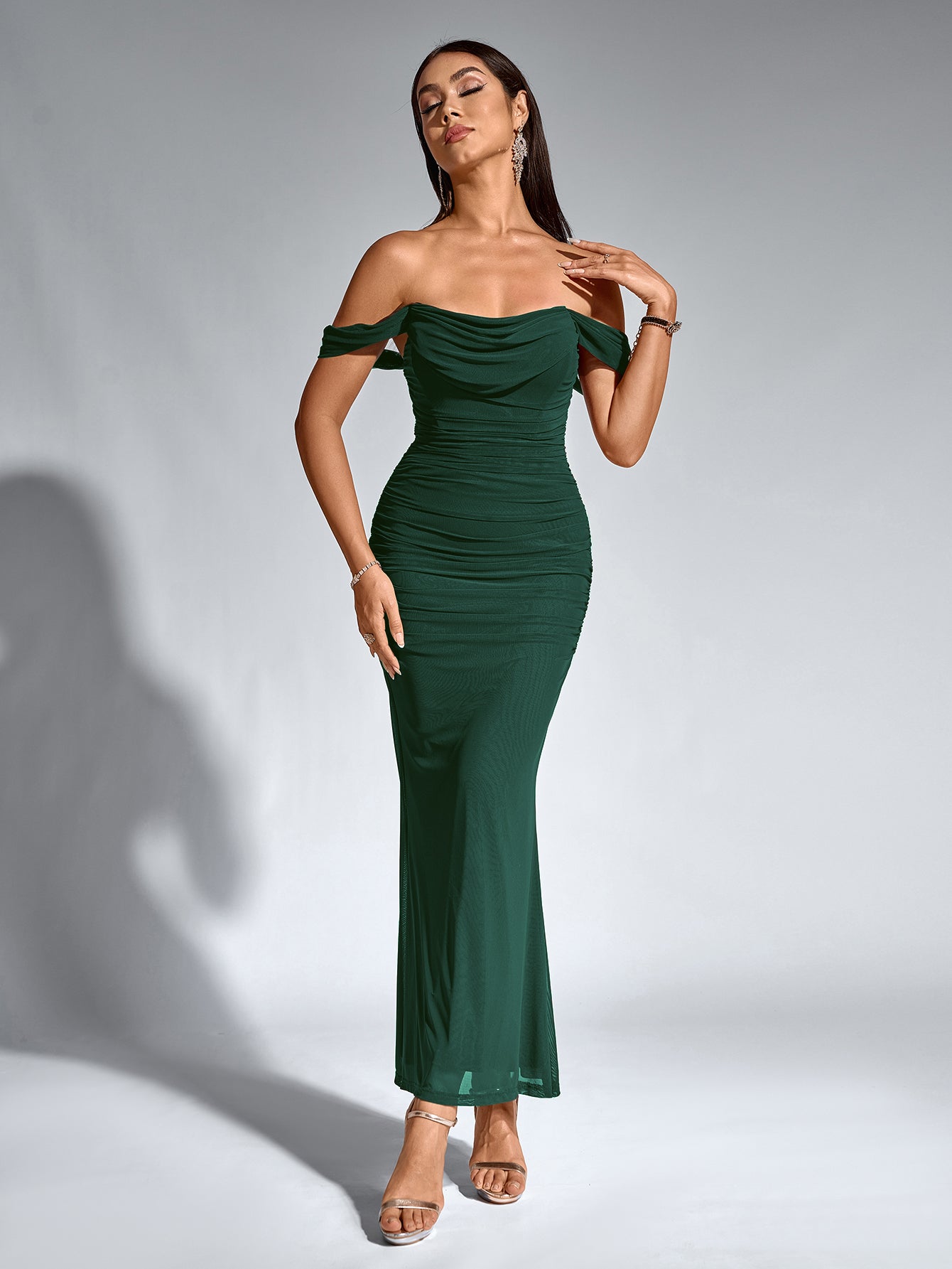 Off-Shoulder Bodycon Dress with Back Zip