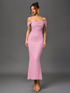 Off-Shoulder Bodycon Dress with Back Zip