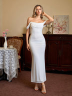 Off-Shoulder Bodycon Dress with Back Zip