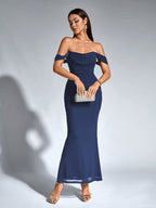 Off-Shoulder Bodycon Dress with Back Zip