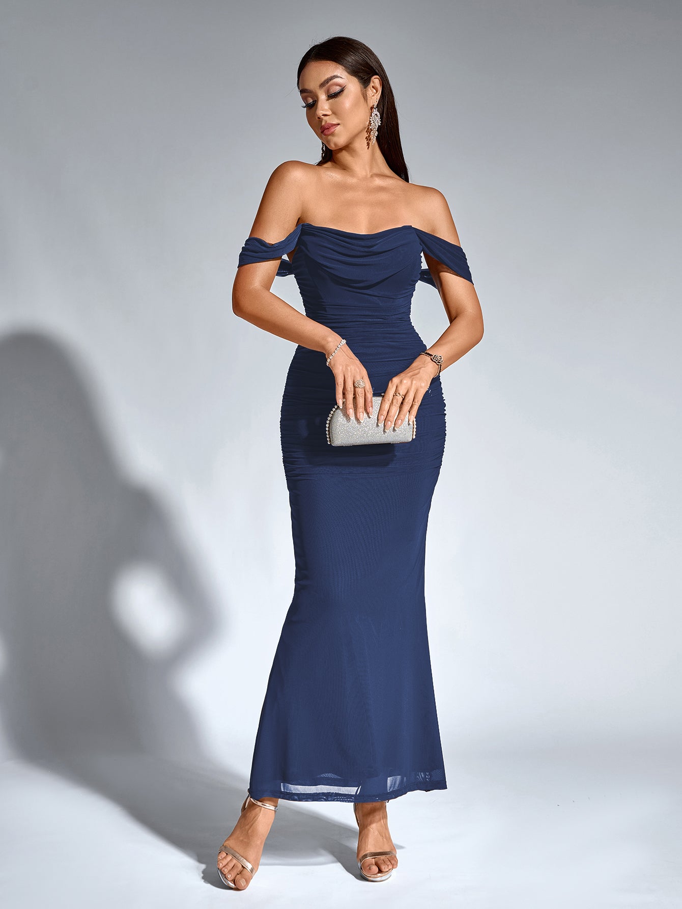 Off-Shoulder Bodycon Dress with Back Zip