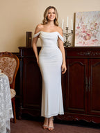 Off-Shoulder Bodycon Dress with Back Zip