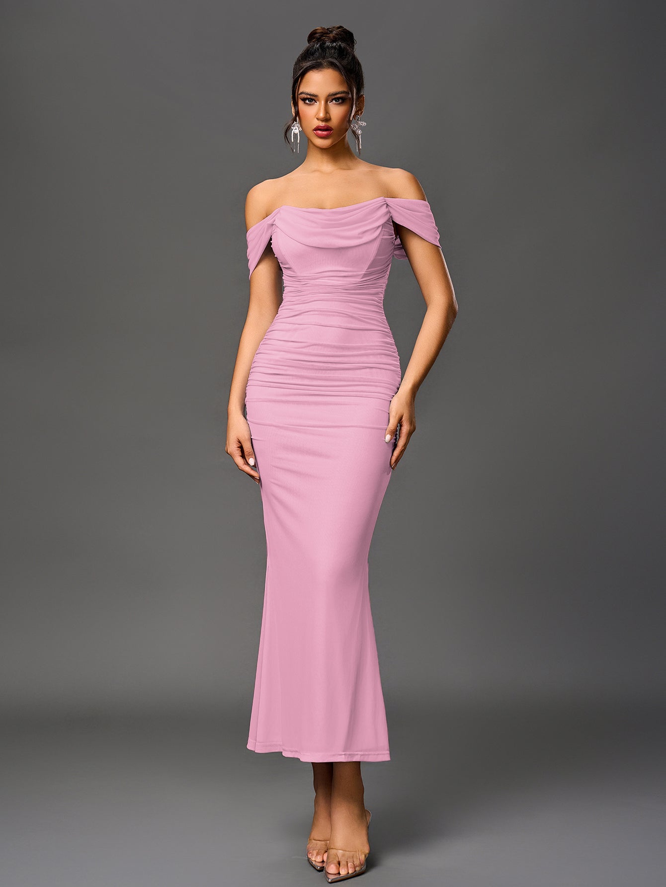 Off-Shoulder Bodycon Dress with Back Zip