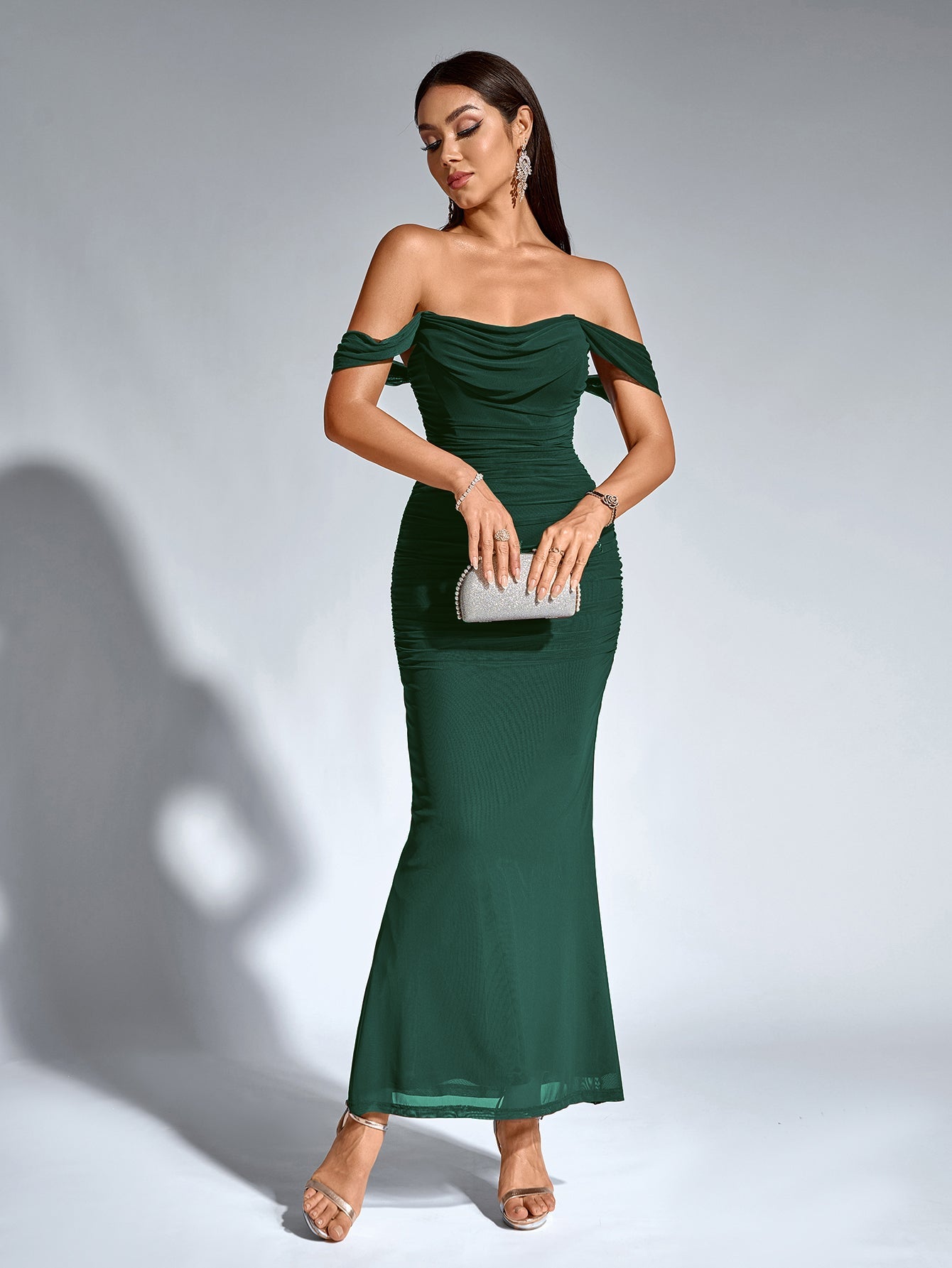 Off-Shoulder Bodycon Dress with Back Zip