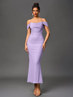 Off-Shoulder Bodycon Dress with Back Zip