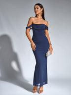 Off-Shoulder Bodycon Dress with Back Zip