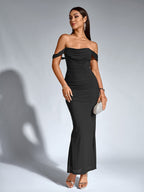 Off-Shoulder Bodycon Dress with Back Zip