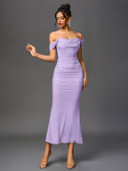 Off-Shoulder Bodycon Dress with Back Zip