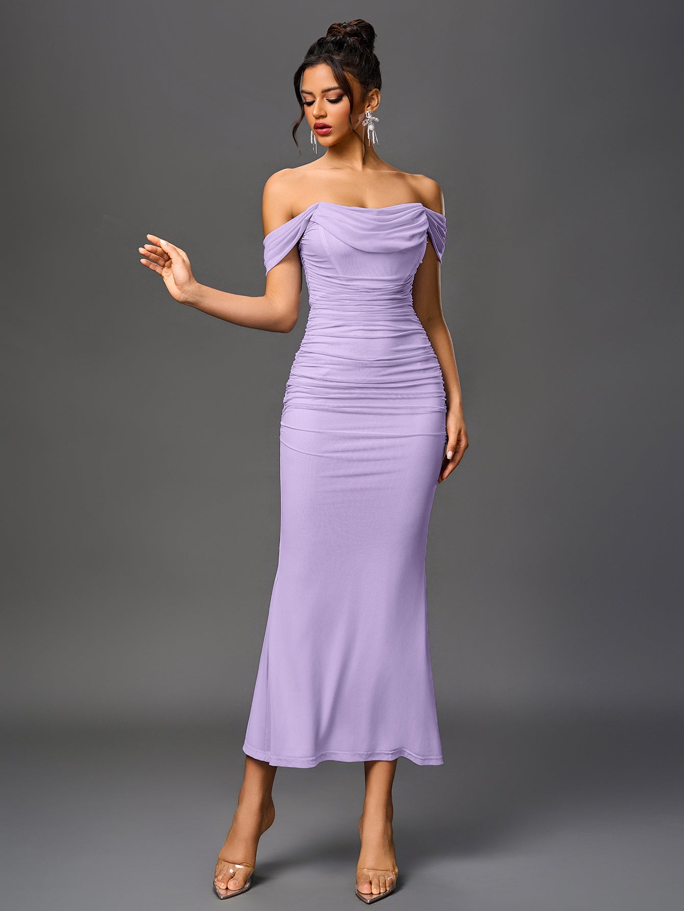 Off-Shoulder Bodycon Dress with Back Zip