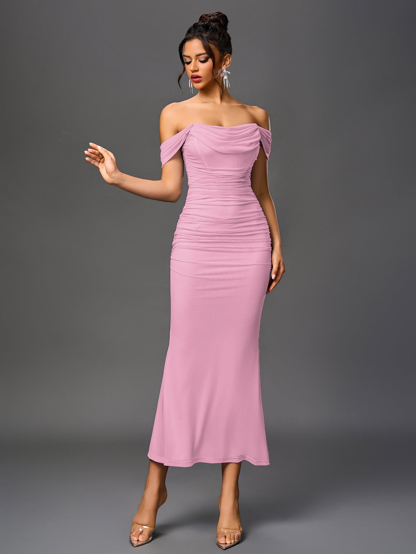 Off-Shoulder Bodycon Dress with Back Zip