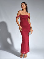 Off-Shoulder Bodycon Dress with Back Zip