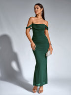 Off-Shoulder Bodycon Dress with Back Zip