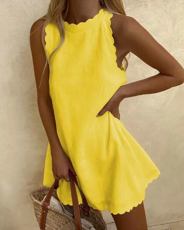 Ella - Radiant Mini Dress with Wavy Hem (Plus Size Available)