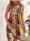 Jacinta - Sleeveless Retro Mini Dress with Floral Patchwork