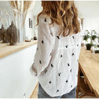 Scarlett — Bird-Print Button-Up Blouse
