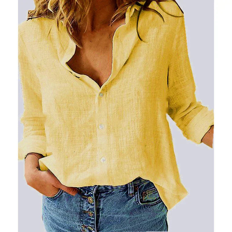 Scarlett — Bird-Print Button-Up Blouse