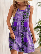 Jacinta - Sleeveless Retro Mini Dress with Floral Patchwork