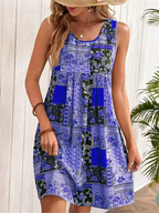 Jacinta - Sleeveless Retro Mini Dress with Floral Patchwork