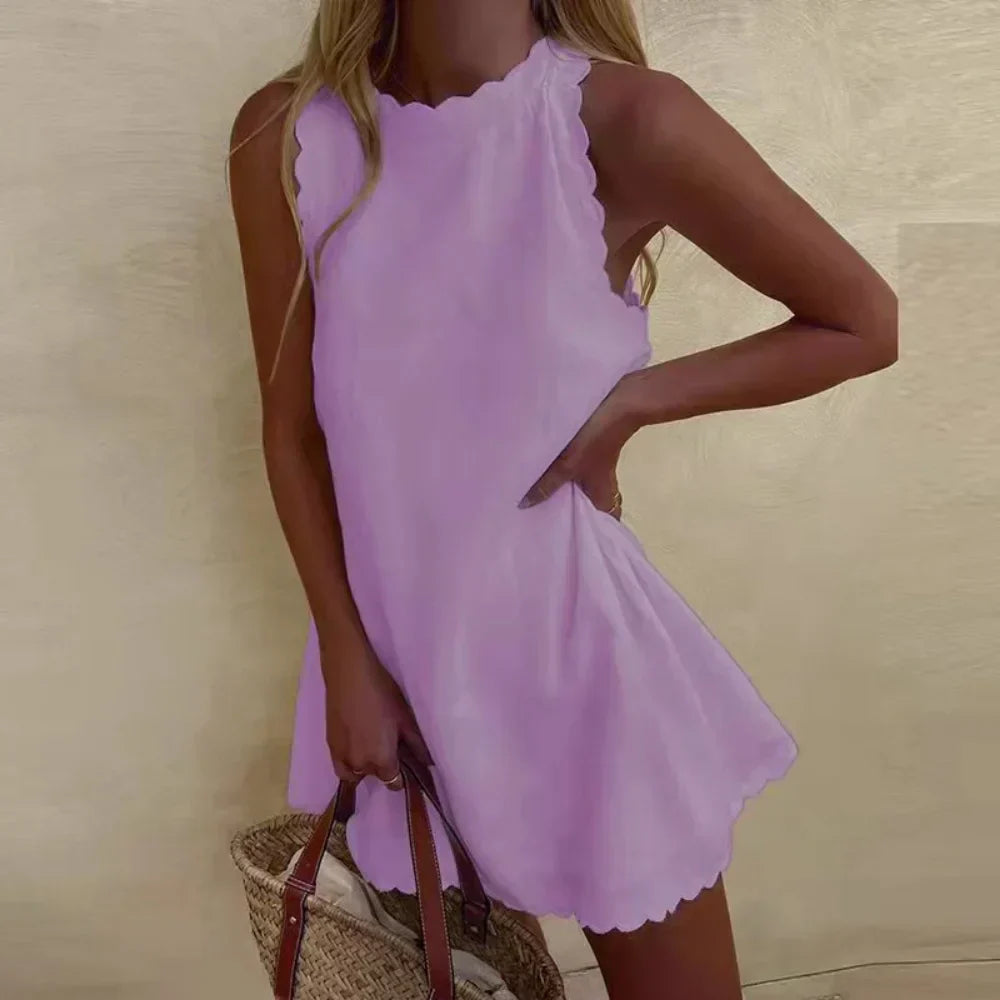 Ella - Radiant Mini Dress with Wavy Hem (Plus Size Available)