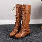 Judith — Retro Lace-Up Buckle Boots