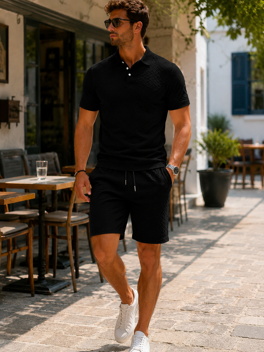 Élias™ | Elegant Polo & Shorts Set