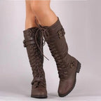 Judith — Retro Lace-Up Buckle Boots