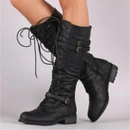Judith — Retro Lace-Up Buckle Boots