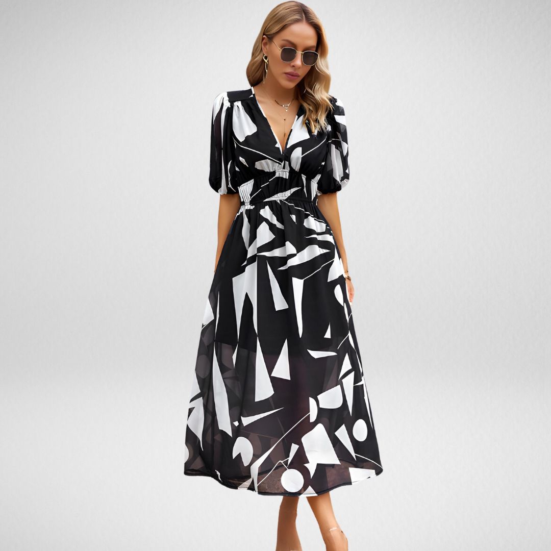 Amelia - Elegant V-Neck Midi Dress