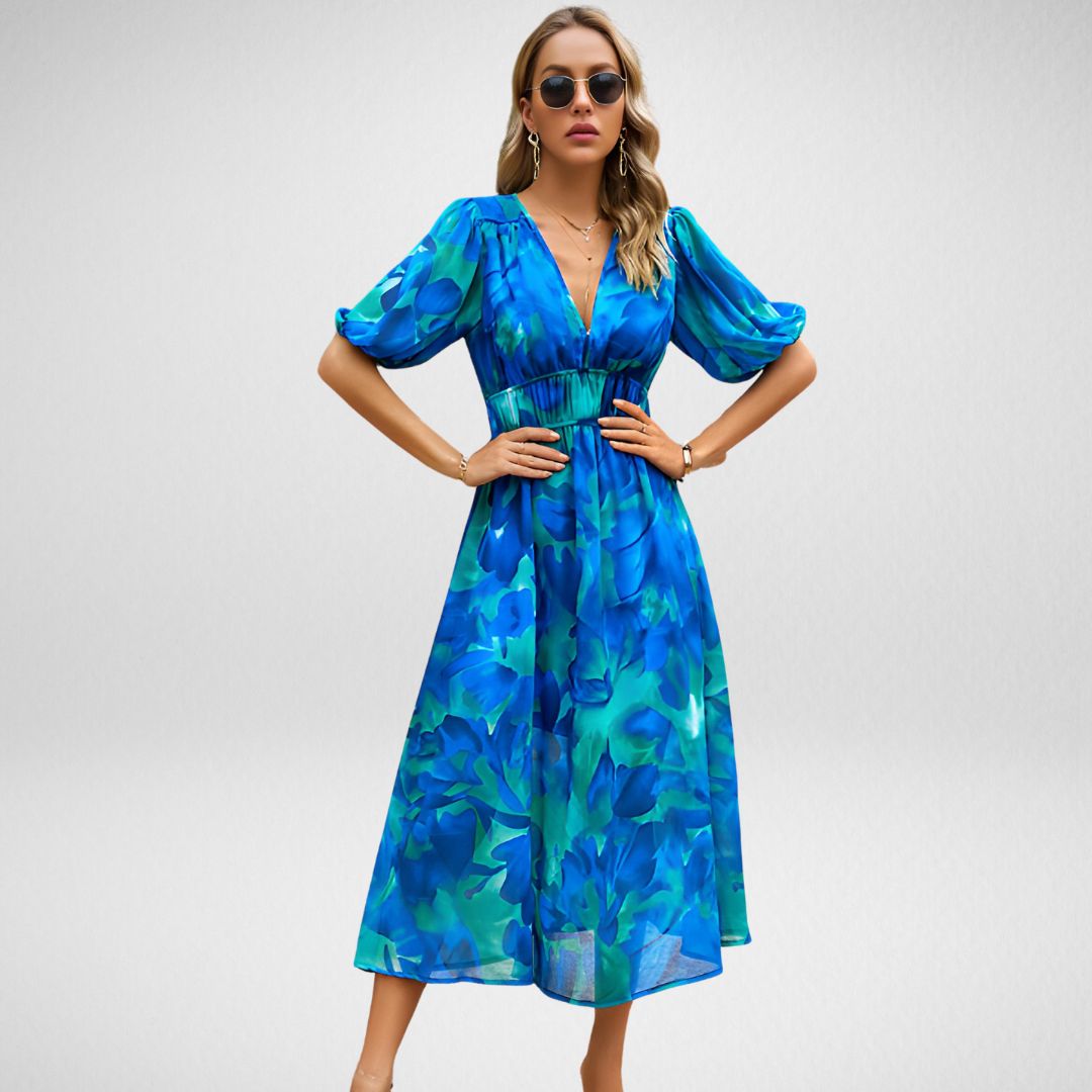 Amelia - Elegant V-Neck Midi Dress