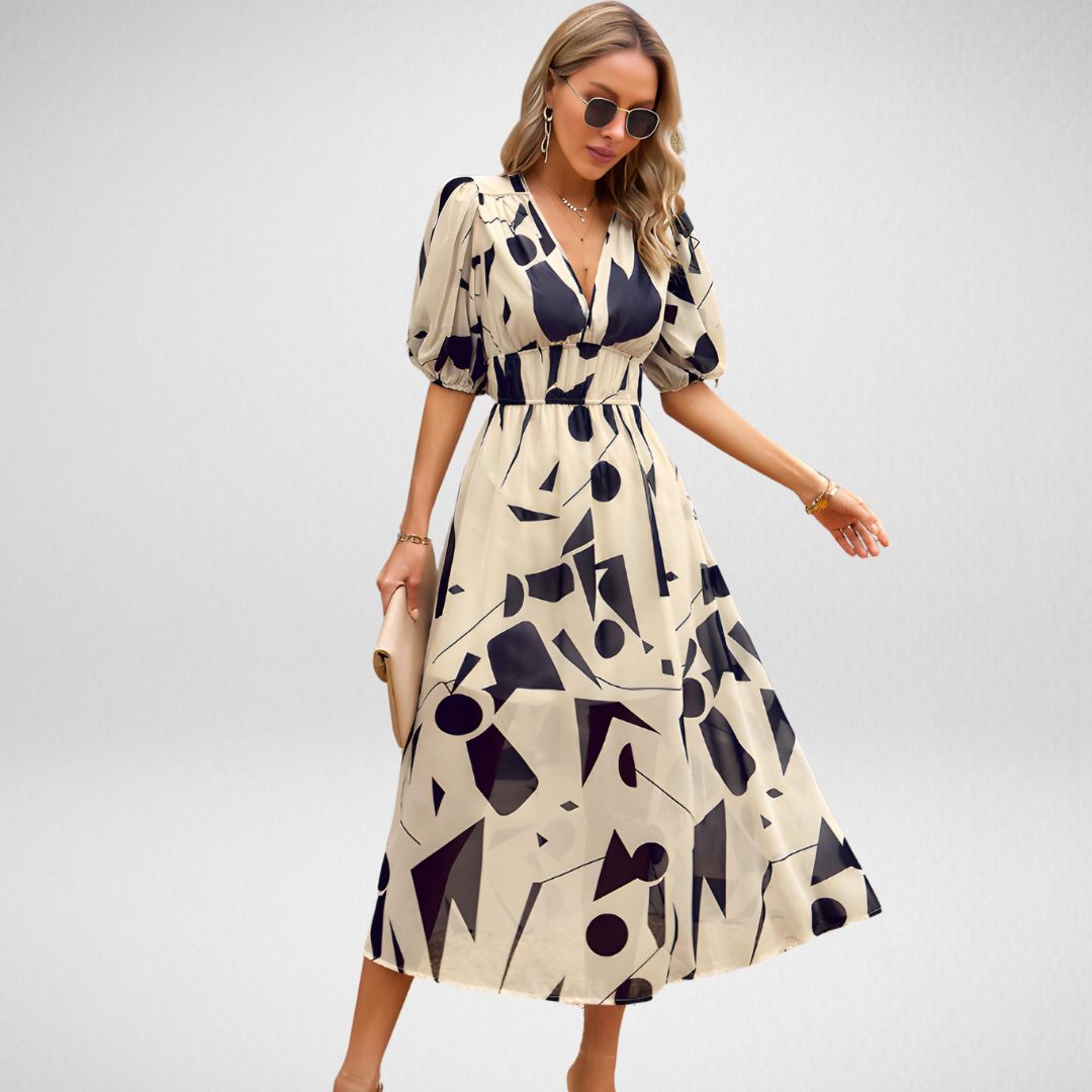 Amelia - Elegant V-Neck Midi Dress