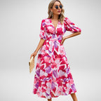 Amelia - Elegant V-Neck Midi Dress