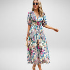 Amelia - Elegant V-Neck Midi Dress