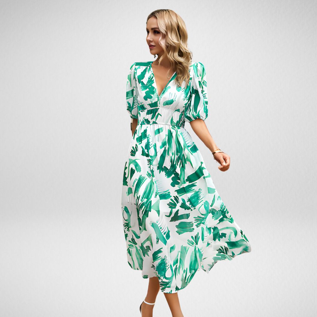 Amelia - Elegant V-Neck Midi Dress