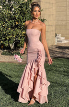 Kiara - Strapless Cascade Maxi Dress