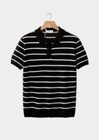 Striped Textured Button Polo