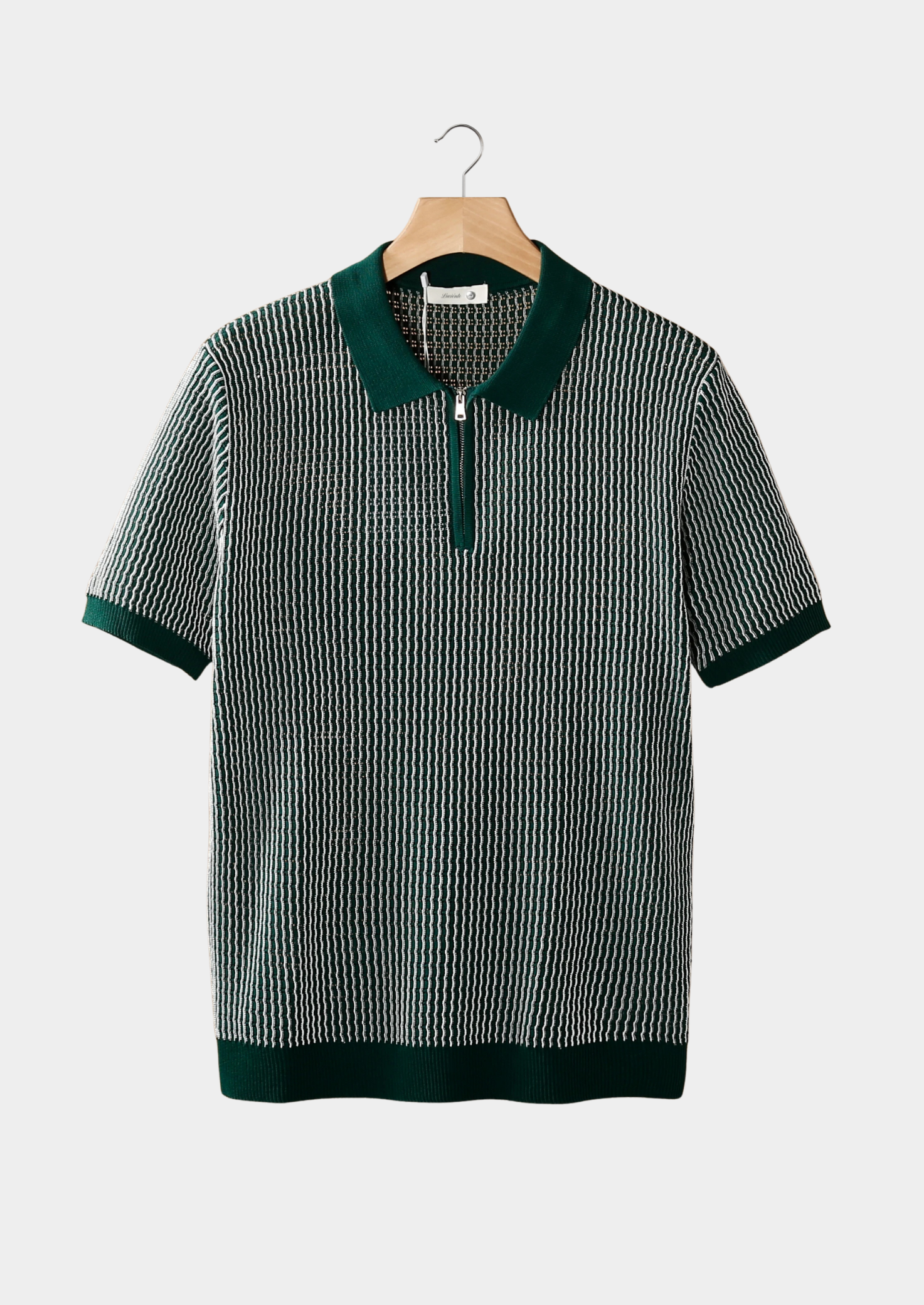 Geometric Textured Zip Polo