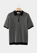 Geometric Textured Zip Polo