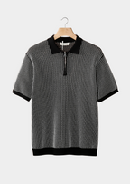 Geometric Textured Zip Polo